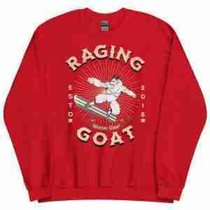Raging Goat Unisex Sweatshirt for Snowboarding and Winter Wear Gifts for Him Gifts for Her