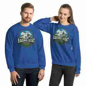 Raging Goat Unisex Sweatshirt for Snowboarding and Winter Wear Gifts for Him Gifts for Her