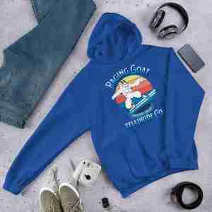 Raging Goat Telluride Colorado Unisex Hoodie Sweatshirt for Snowboarding and Skiing Winter Wear
