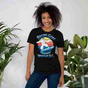 Raging Goat Whistler British Columbia Unisex Tshirt for Snowboarding and Skiing Winter Wear