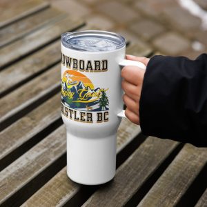 Raging Goat Snowboard Whistler British Columbia Travel Mug with Handle, Gift for Dad, Mom, Boyfriend or Girlfriend,