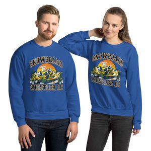 Raging Goat Snowboard Whistler British Columbia Unisex Sweatshirts for Snowboarding and Winter Wear., Gift for Men Women and Teens.