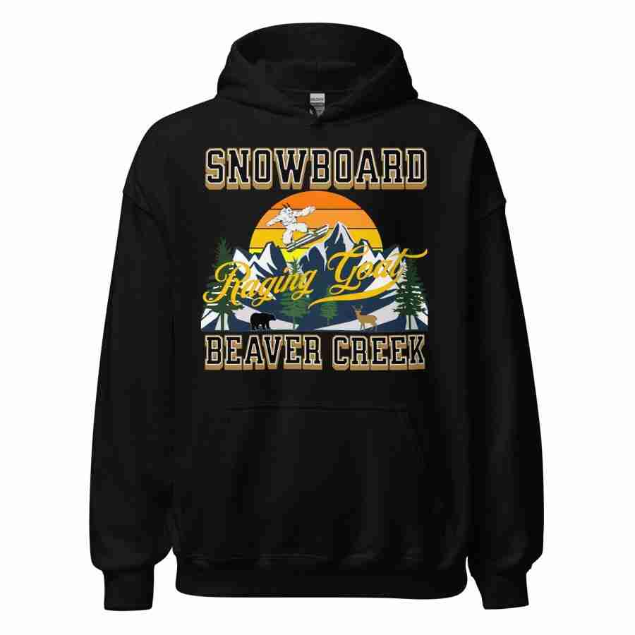 Raging Goat Snowboard Beaver Creek Colorado Unisex Hoodie Style Sweatshirt T-shirt for Snowboarding and Winter Wear., Gift for Men women and Teens. - Image 2