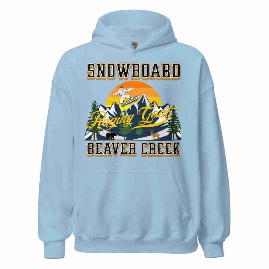 Raging Goat Snowboard Beaver Creek Colorado Unisex Hoodie Style Sweatshirt T-shirt for Snowboarding and Winter Wear., Gift for Men women and Teens. - Image 10