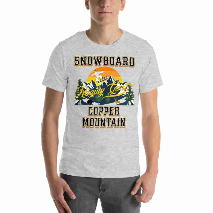 Raging Goat Raging Goat Snowboard Copper Mountain Colorado Unisex Hoodie tshirt for Snowboarding and Winter Wear., Gift for Men women and Teens. unisex staple t shirt athletic heather front 656f62f9d6f8f