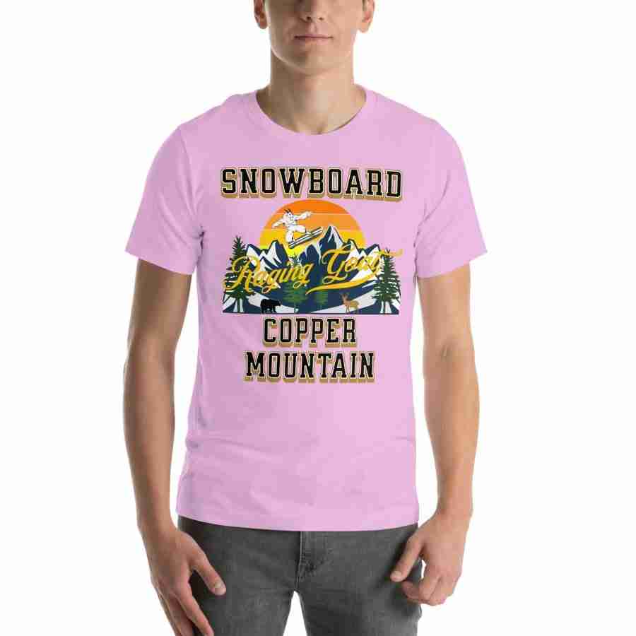 Raging Goat Raging Goat Snowboard Copper Mountain Colorado Unisex Hoodie tshirt for Snowboarding and Winter Wear., Gift for Men women and Teens. unisex staple t shirt lilac front 656f62f9d32b7