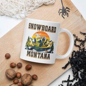 Raging Goat Snowboard Montana White Glossy Coffee Mug, Gift for Dad, Mom, Boyfriend or Girlfriend,