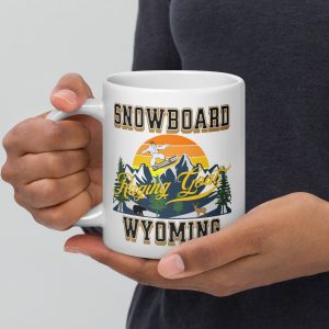 Raging Goat Snowboard Wyoming White Glossy Coffee Mug, Gift for Dad, Mom, Boyfriend or Girlfriend,